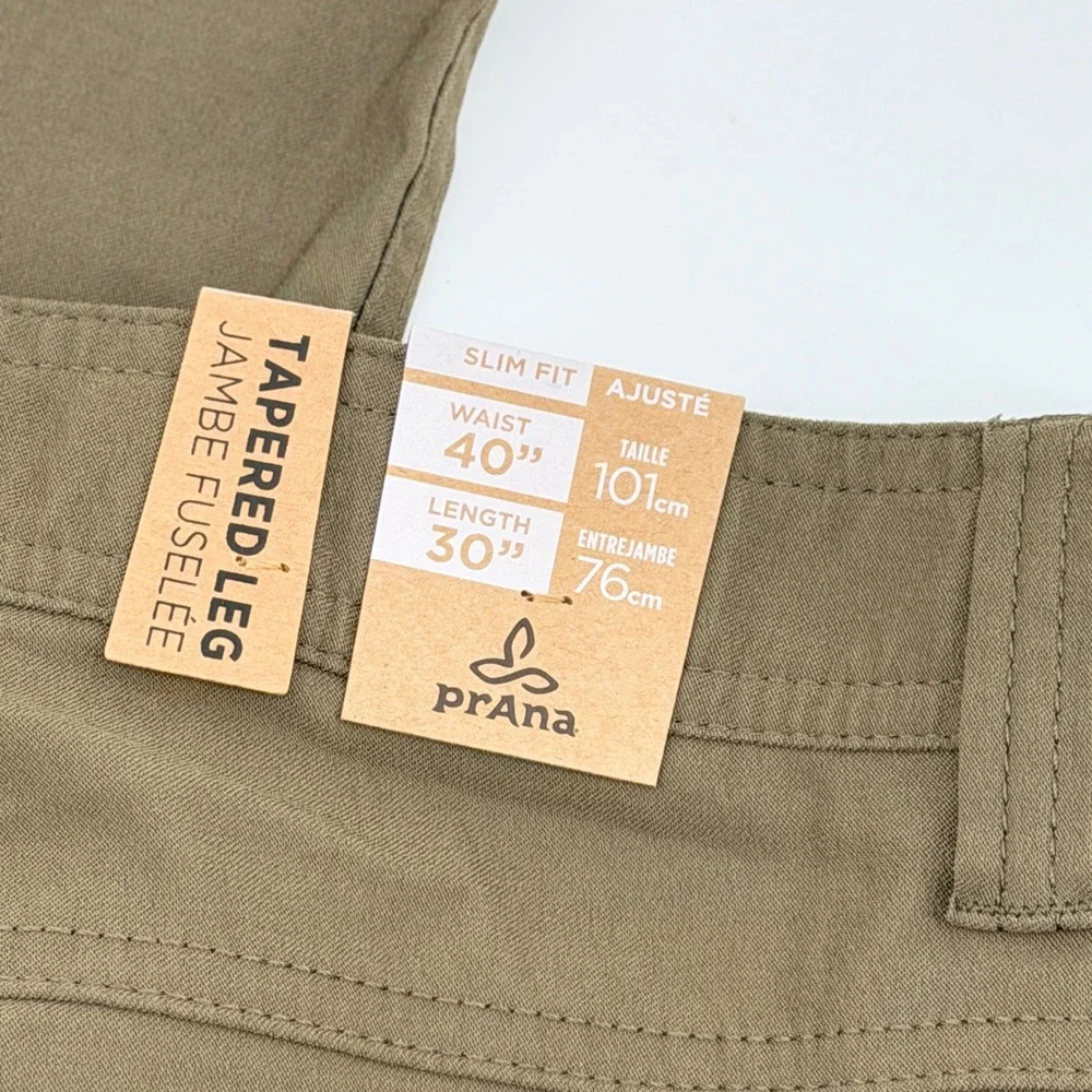 Prana Brion Slim Pant II Slate Green 40x30 Mens Tapered Leg ReZion 1965551